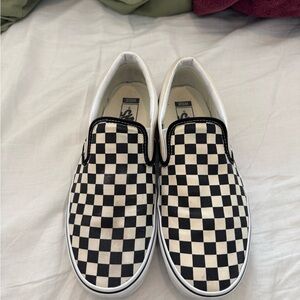 Men’s 10.5 Wide Vans Black & White Checker Slip-On Sneakers